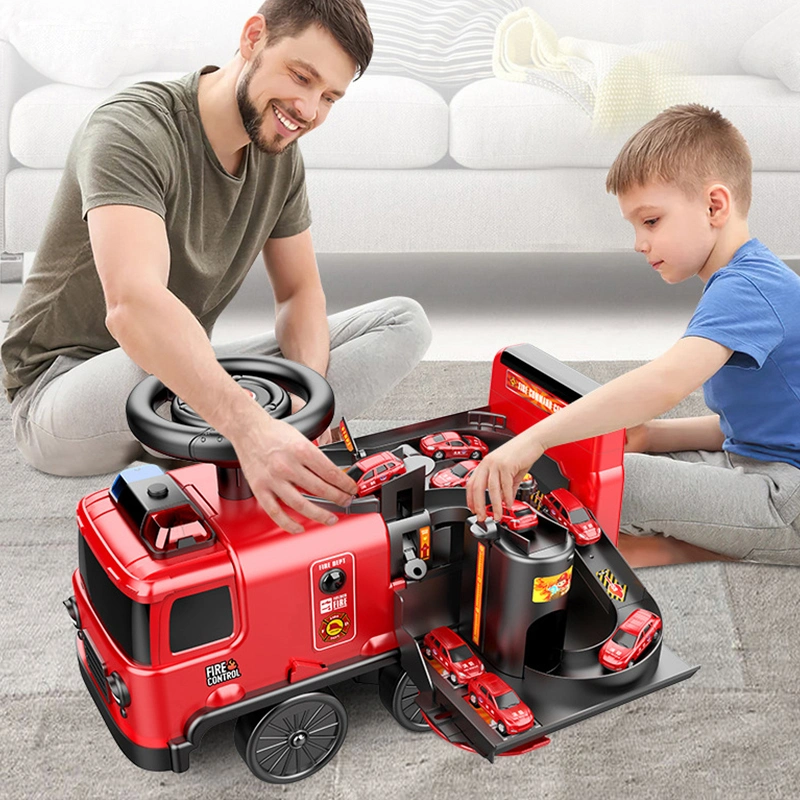 2 in 1 Electric Battery Power Car Toys Adventure Kids Ride on Car Toy Fire Truck with Parking Lot Toy