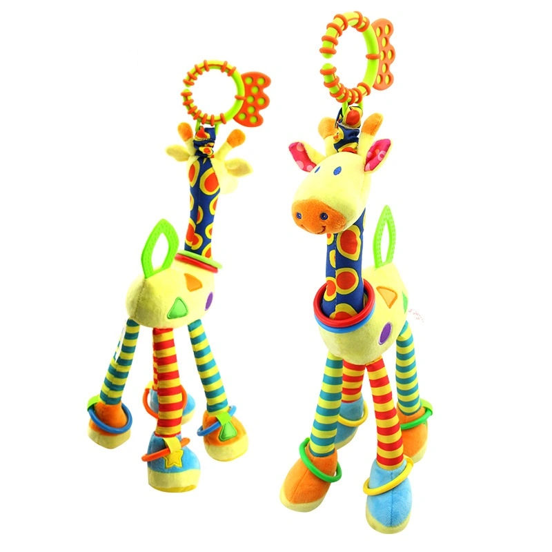 Baby Car Seat Stroller Toy Teething Toy Soft Giraffe Hanging Toy with Sound and Teether