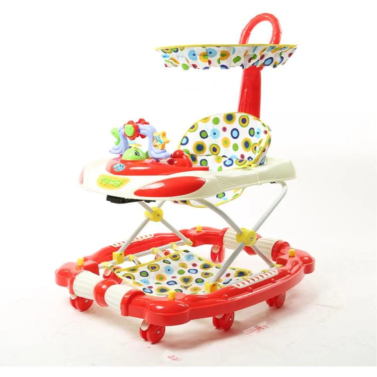 Best Selling 8 Wheels Anti-Rollover Baby Walkers with Push Handle/Good 2-in-1 Rocking Horse Adjustable Musical Baby Walker