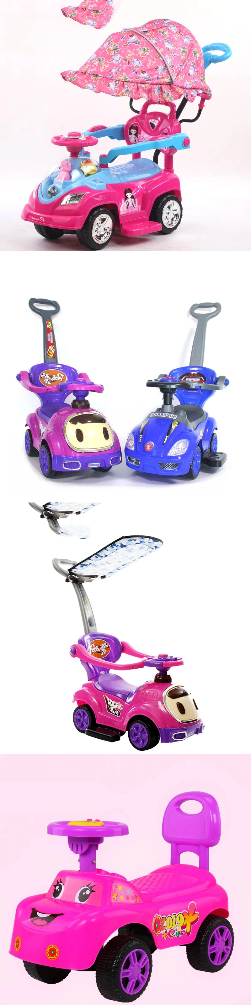 Hebei Factory Plastic Baby Push Cars for Kids Baby Ride on Push Magic Swing Cars 3 in 1 Deluxe Mega Car with Horn Music