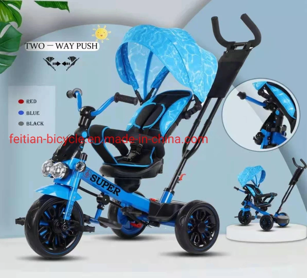 Hot Sale 4-in-1 Baby Tricycle Children&prime; S Tricycle with Foldable and Rotating Seat/Kid Toys Best Tricycle for Babies