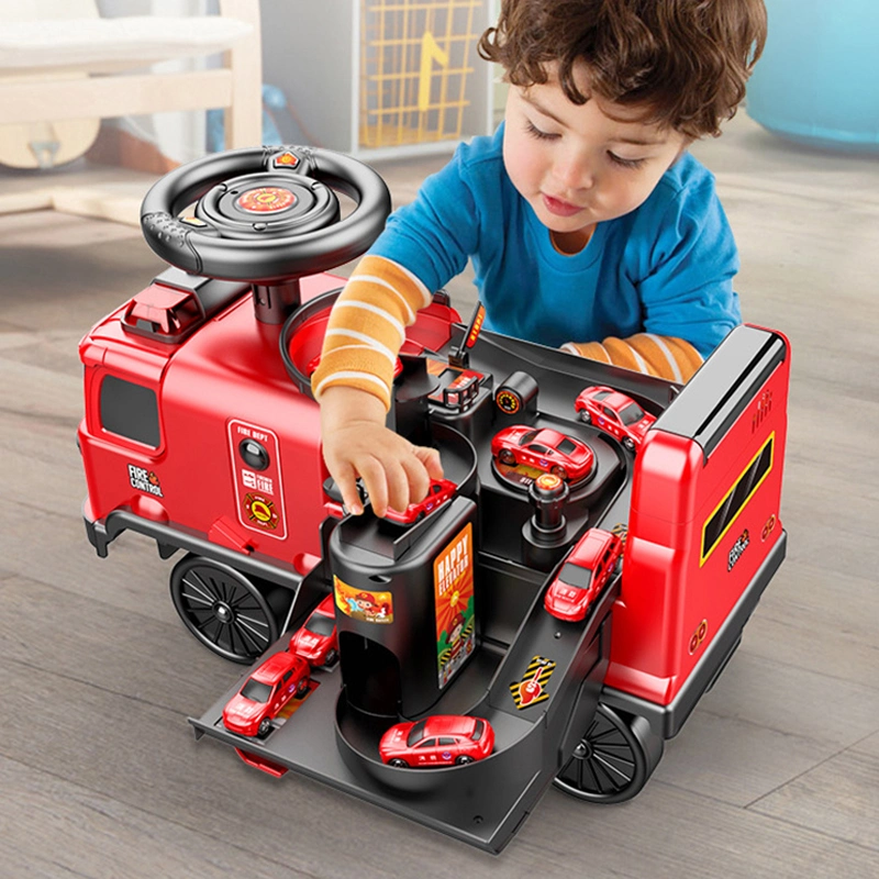 2 in 1 Electric Battery Power Car Toys Adventure Kids Ride on Car Toy Fire Truck with Parking Lot Toy