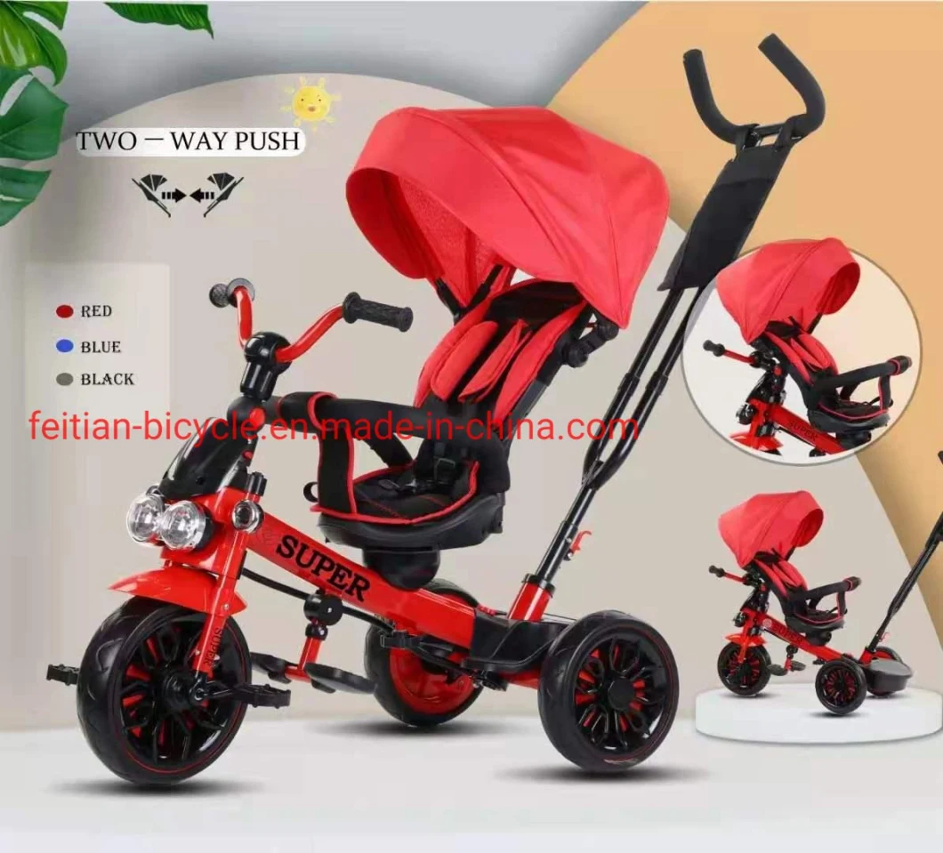 Hot Sale 4-in-1 Baby Tricycle Children&prime; S Tricycle with Foldable and Rotating Seat/Kid Toys Best Tricycle for Babies