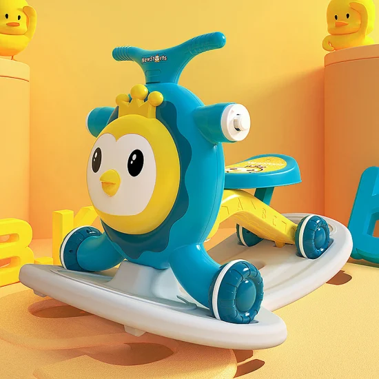 2023 Hot Sale 4 in 1 Baby Rocking Horse Toy Toddler Plastic Cartoon Walkers with Music and Light