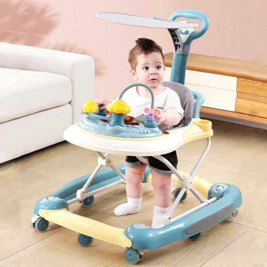2022 Latest Design 4 in 1 Baby Walker Anti-O-Leg Baby Rocking Carriage/Multifunctional Baby Walker with Plate and Variable Rocking